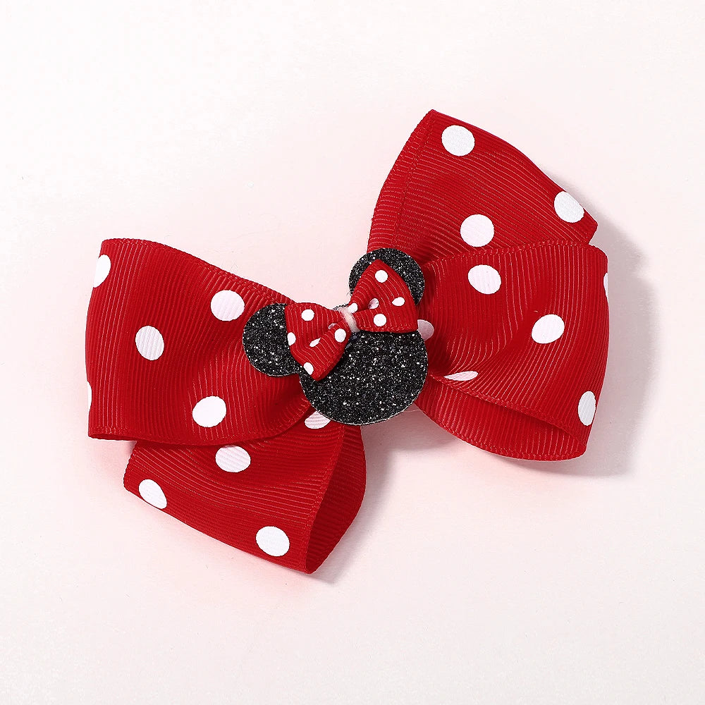 2Pcs/lot 3.9inch big bows hair bangs clip for little girls cartoon party headdress sweet polka dot bow hair clip set