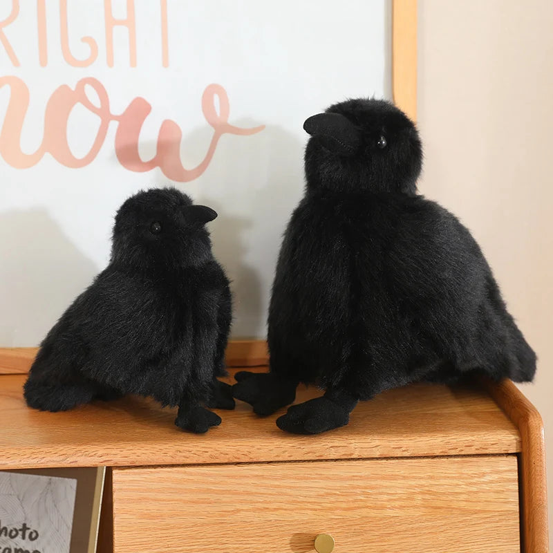 30cm Realistic Crow Plush Toy Lifelike Stuffed Raven Soft Halloween Christmas Gift for Kids Bird Lovers Home Decor