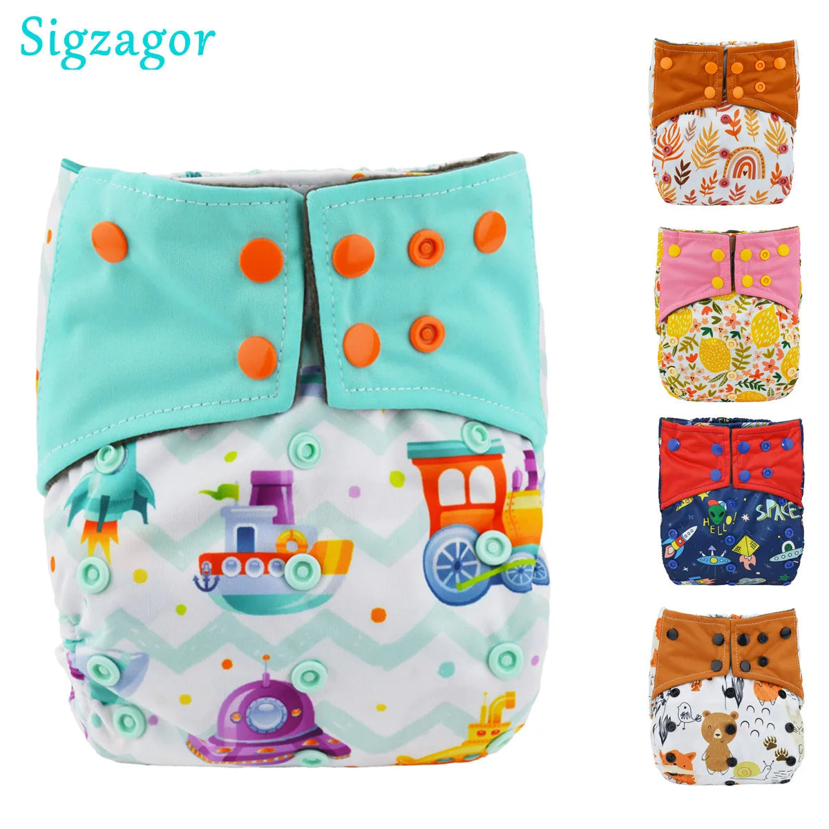 ALL IN ONE Charcoal Bamboo Baby Cloth Diaper Nappy Washable Sewn Insert Double Gussets AIO Night Heavy Wetter