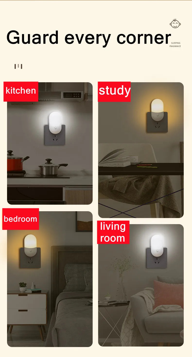 Bedside Lamp Night Light EU US Plug LED Night Light AC220V Bedroom Lamp Gift for Children Cute Night Lamp for Corridor WC