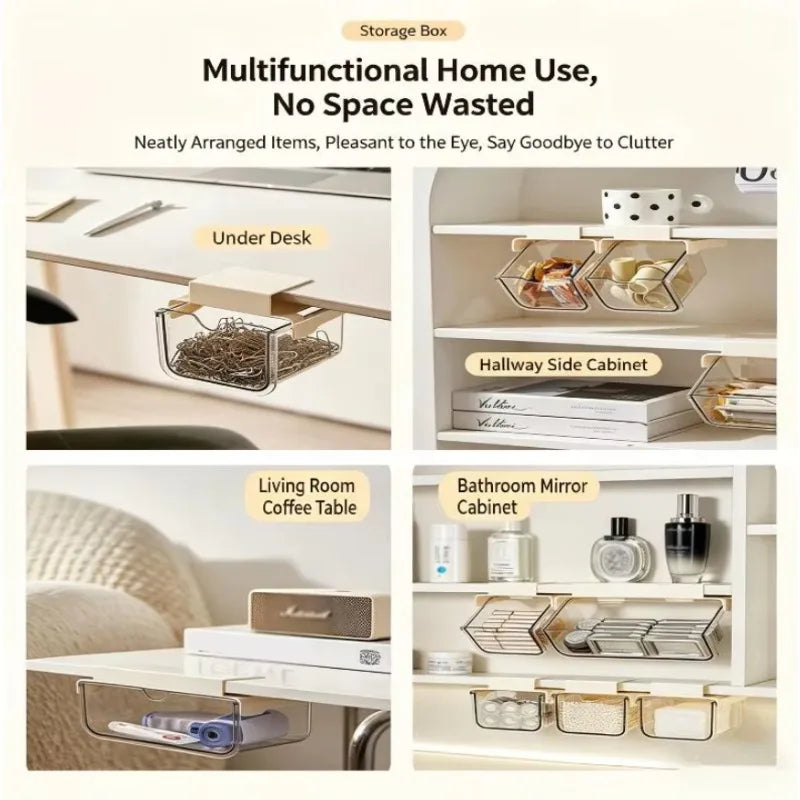 Drawer Style Storage Box Under The Mirror Cabinet Transparent Bathroom Cotton Stick Makeup Cotton Bathroom Pull-Out Storage Case