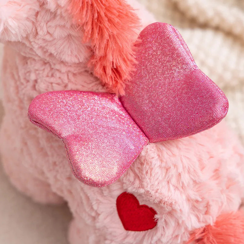 Hot Soft Fluffy Pink Unicorn Plush Toy Cute Stuffed Animal Doll with Shiny Wings Kawaii Unicorn Plushie Big Eyes Unicorn Pillow