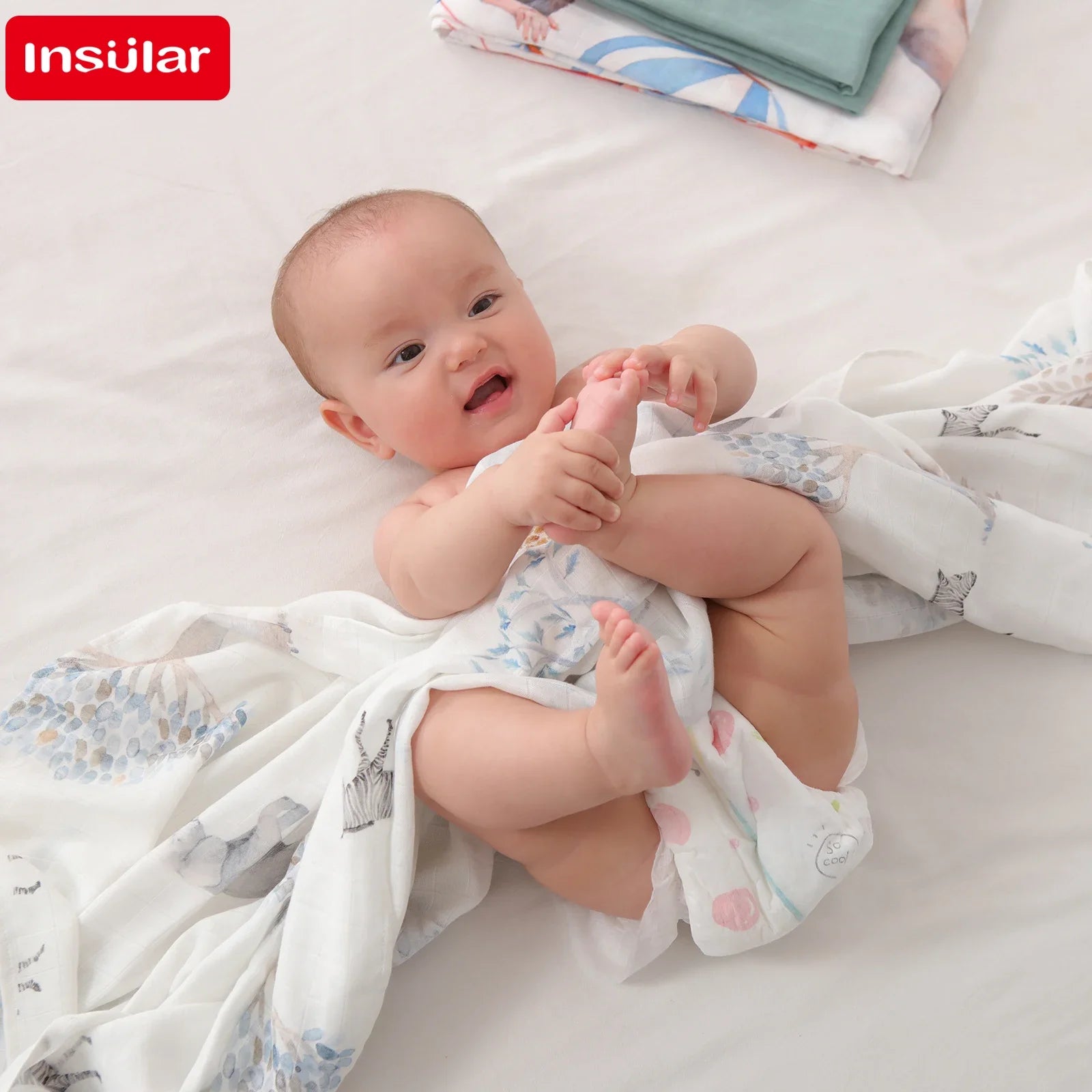120*120 Cm Soft Muslin 100% Cotton Baby Blanket Cute Cartoon Newborn Blankets Bath Gauze Infant Wrap Sleepsack Stroller Cover