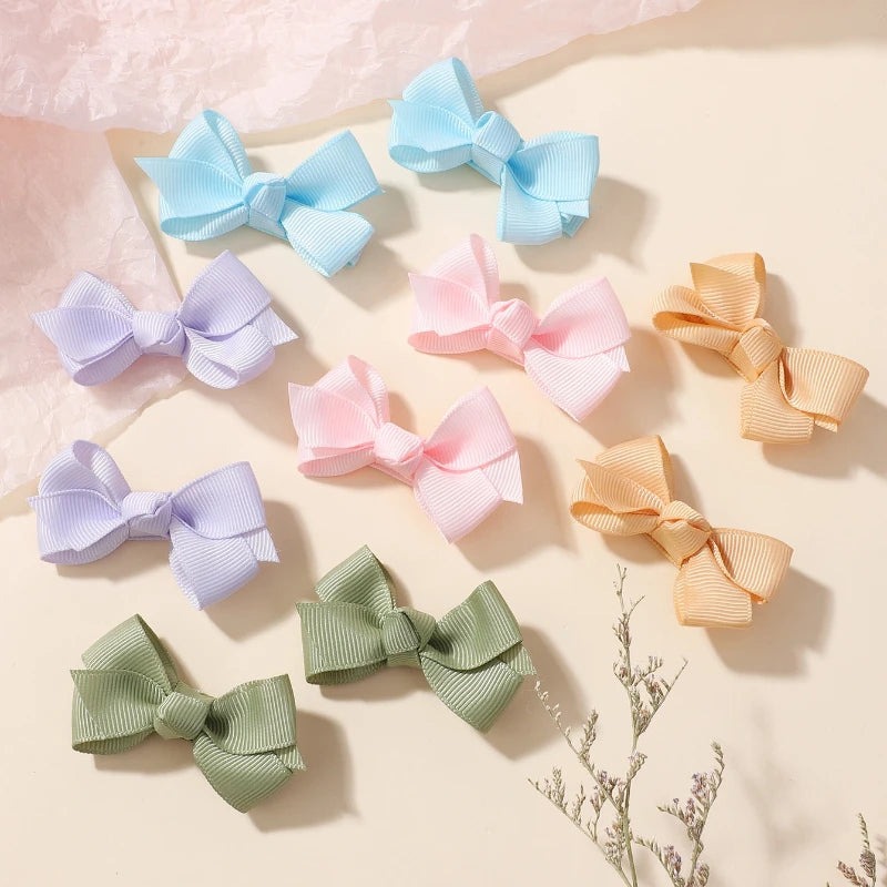 16pcs/Set Handmade Cute Colorful Ribbon Hair Bows Clips for Baby Girls Hairpin Barrettes Headwear Hair Accessories