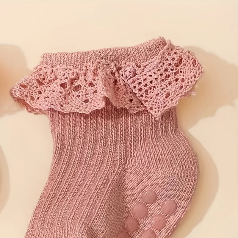 6 pairs of baby girls cute princess wind lace socks indoor non-slip floor socks