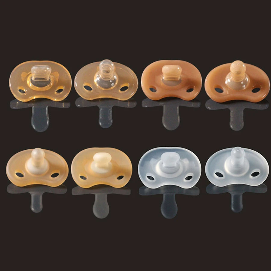 Baby Silicone Pacifiers Flat Nighttime Round day Soft Breathable Frosted Brown Transparent Soother 100% BPA Free Safe Silicone