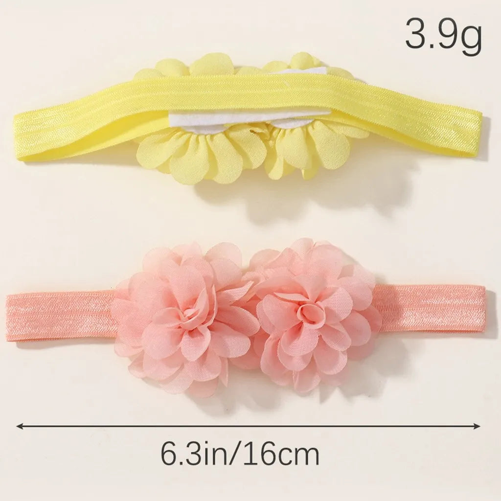 7pcs Babys Chiffon Headbands Flower Soft Strecth Elastic Hair Bands SetNewborns Head Tie Infants Babe Hair Accessories