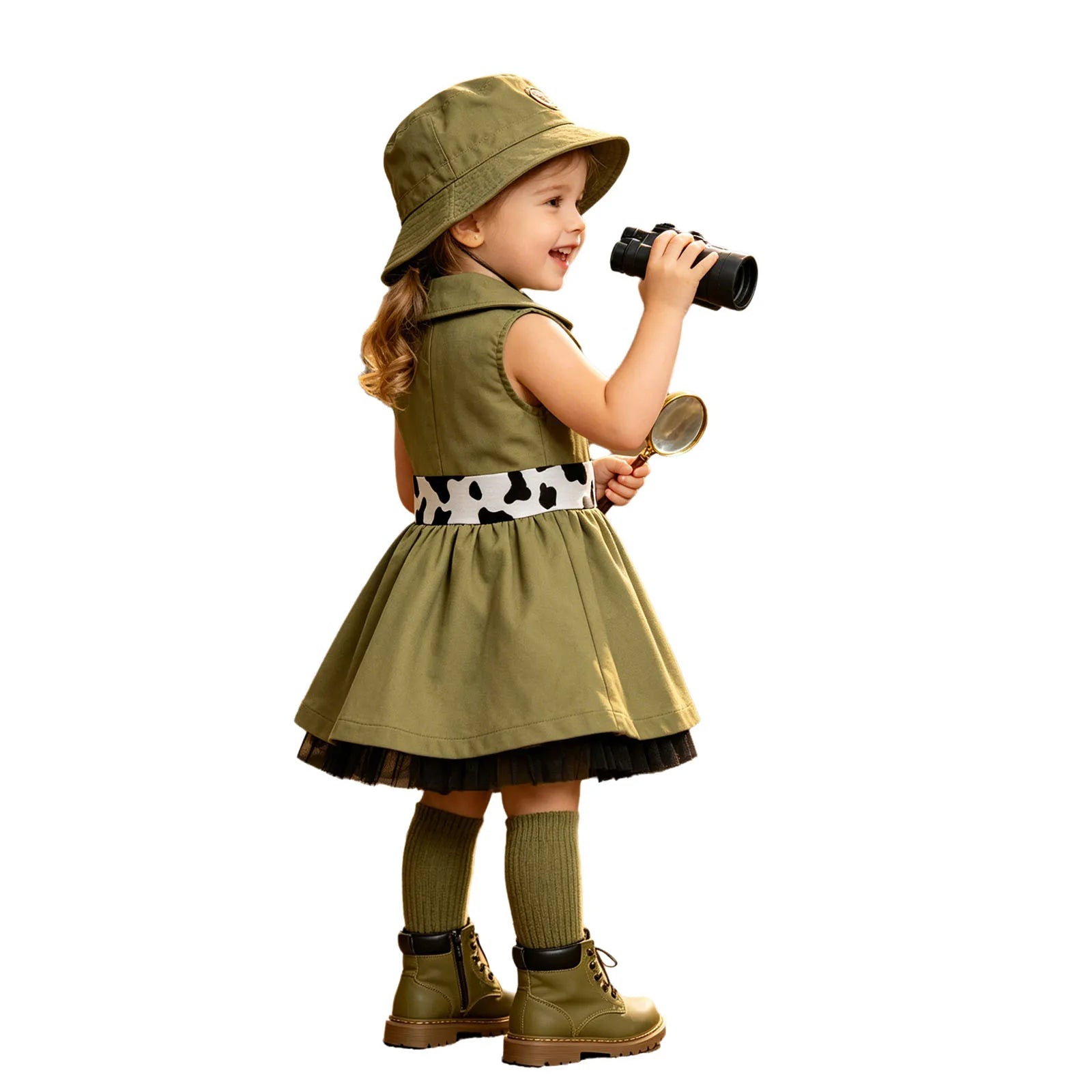 Toddler Baby Girls Zookeeper Suit Sleeveless Cute Animal Embroidery Tulle Dress Birthday Party Cake Smash Zoo Keeper Outfits