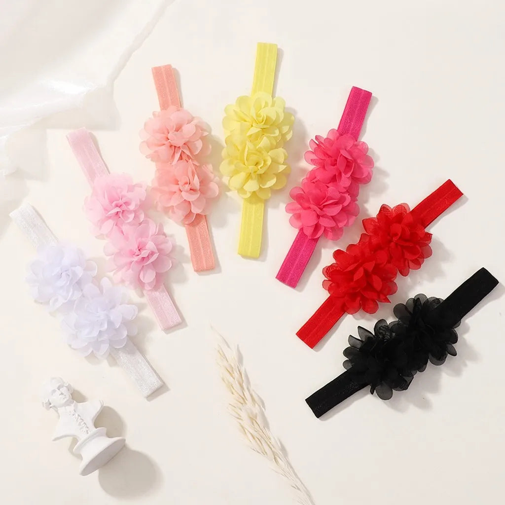 7pcs Babys Chiffon Headbands Flower Soft Strecth Elastic Hair Bands SetNewborns Head Tie Infants Babe Hair Accessories