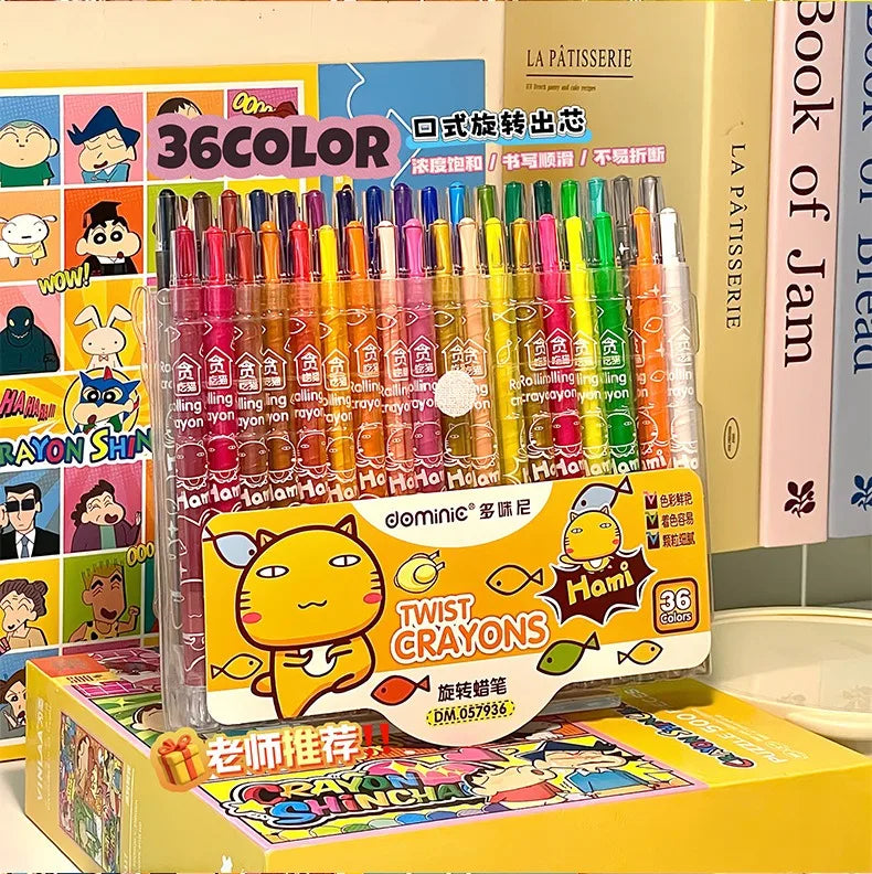 36/12 Pcs Rotate Color Crayola Set Washable Crayons for Kids Bulk Crayons for Arts & Crafts Back To School Art Supplies Crayons