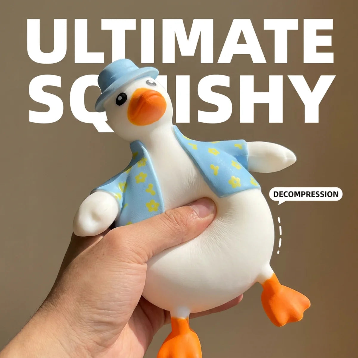 Duck Squishy Toy – Cute Fluffy Duckling Shape, Squeeze to Relieve Stress, Portable Size, Unzip Flower Feature,Fun for All Ages