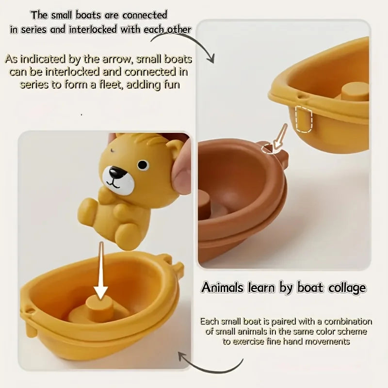 Stackable Animal Floating Bath Toy Set | Toddler Educational Sensory Play with Suction Cups for the Bath, Pool and Beach
