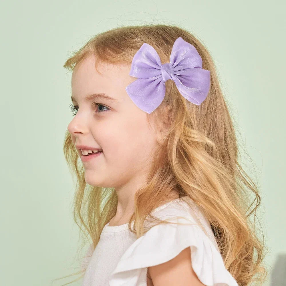 2Pcs/lot Big Bows Chiffon Hair Clips Cheer Bowknot Hairpin Children Headdress Fashion Girls Hair Accessories