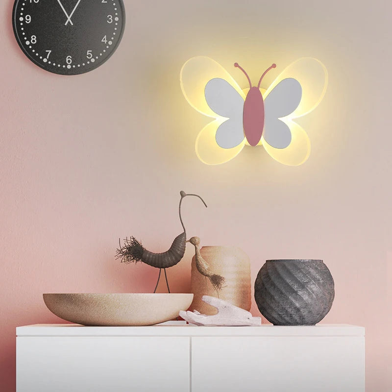 Modern Children's Room Butterfly Wall Light For Bedroom Bedside Wall Lamp Creative Personality Wall Decor LED Butterfly Sconce