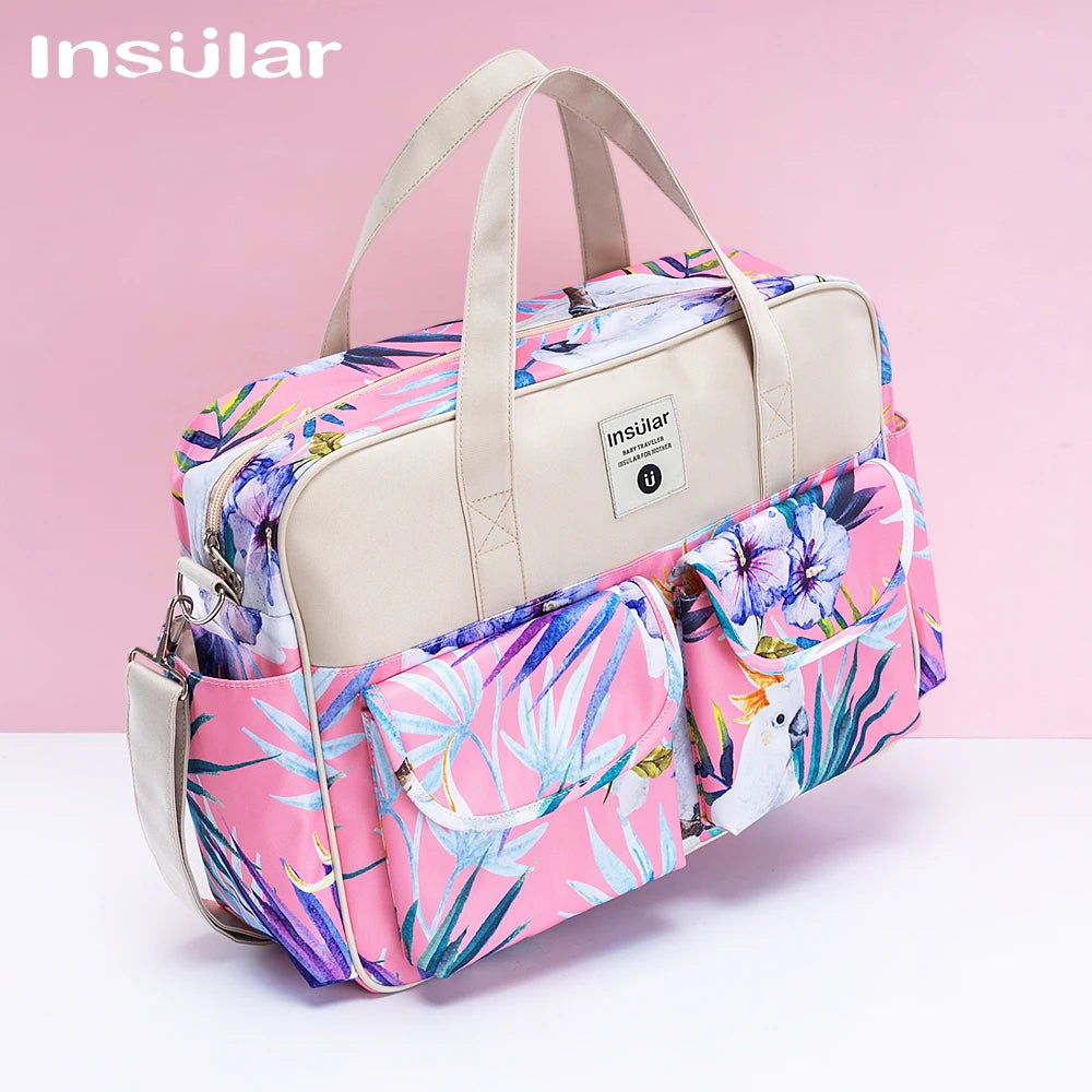 Insular Baby Diaper Bags Large Capacity Mommy Travel Shoulder Bag Waterproof Baby Nappy Bag Portable Stroller Bag For Baby Care