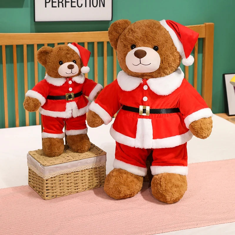 Hot 1pc 48/78cm Christmas Bear Plush Pillow Toy Cartoon Santa Bear Soft Stuffed Doll Cute Christmas Party Decor Kids Xmas Gifts