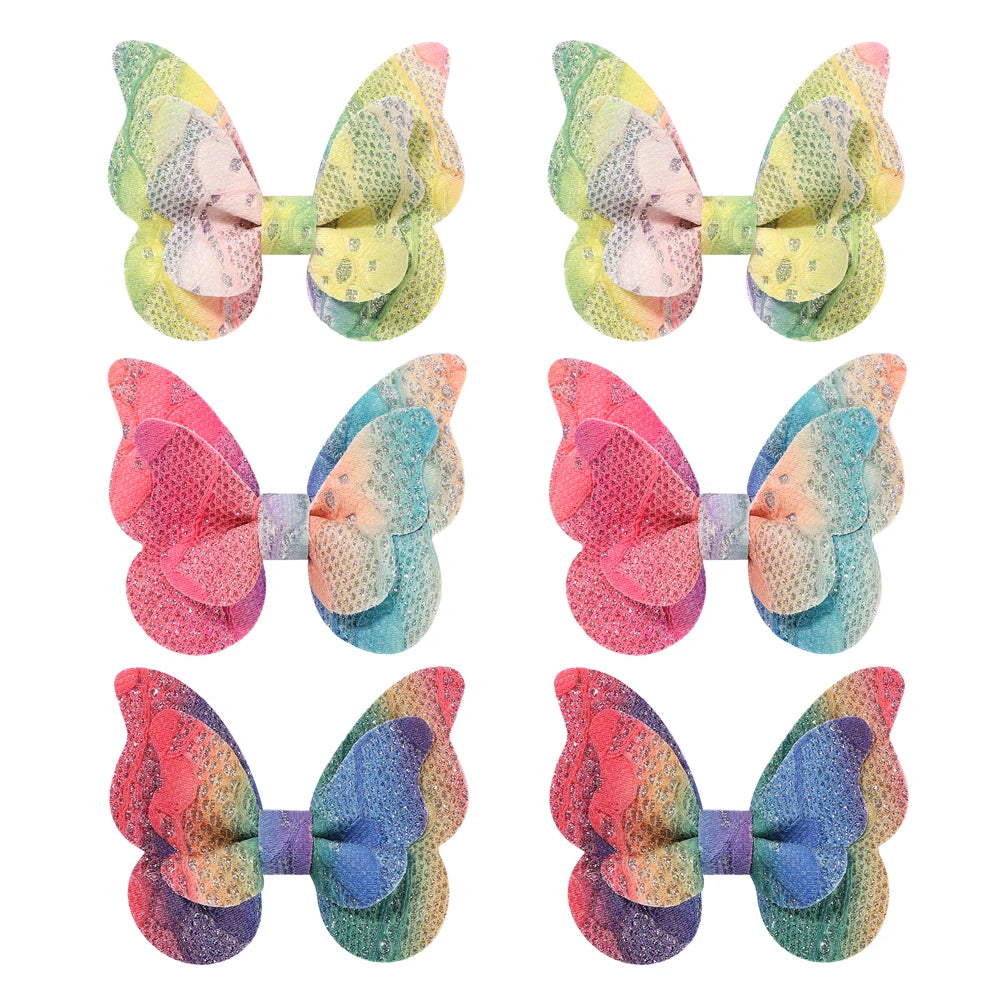 40Pcs Random Color Sparkling Bow Hair Clips Girls Lovely Butterfly Hairgripes Boutique Kids Hair Accessories
