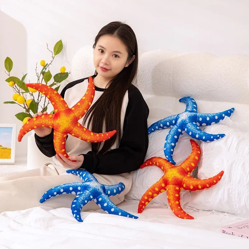 New 40CM Simulation Starfish Pillow Doll Plush Stuffed Marine Animals Toy Nap Pillow Backrest Cartoon Birthday Holiday Gift