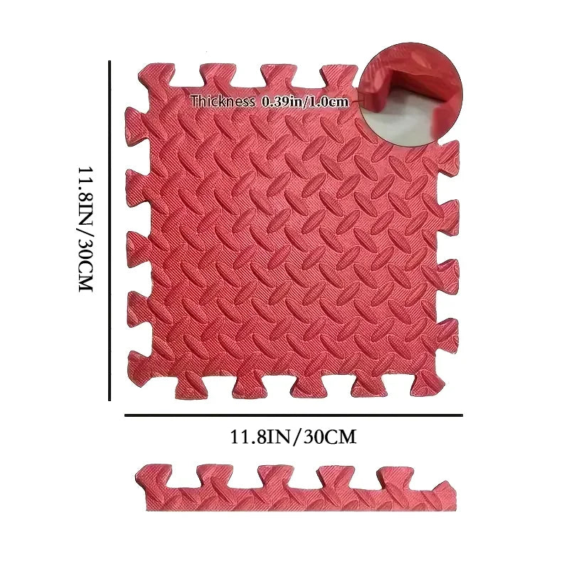 Interlocking Baby Play Mat 1cm Thick EVA Foam 30x30cm Tile Leaf Grain Design, 6 Or 12 Pack