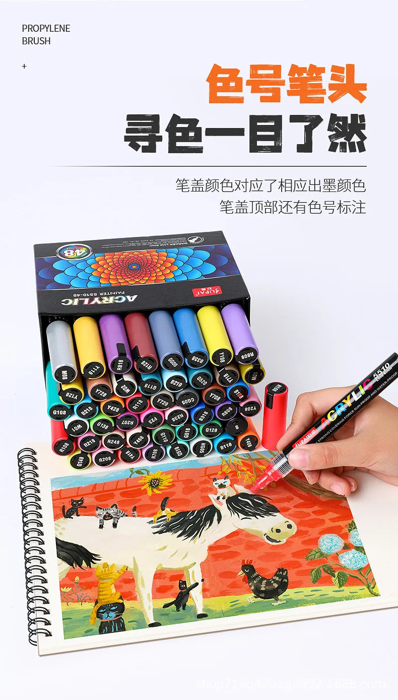 12/60 Colors Acrylic Marker Rock Painting Kit for Kids Children Stone Paint Pens Set Ceramic Glass Wood DIY Crafts Art Supplies