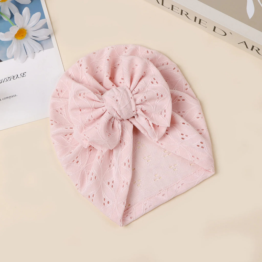 Double Layer Soft Knit Newborn Beanie Big Bow Hollow No Brim Infant Girls Pullover Hat Baby Photo Props Head Cap
