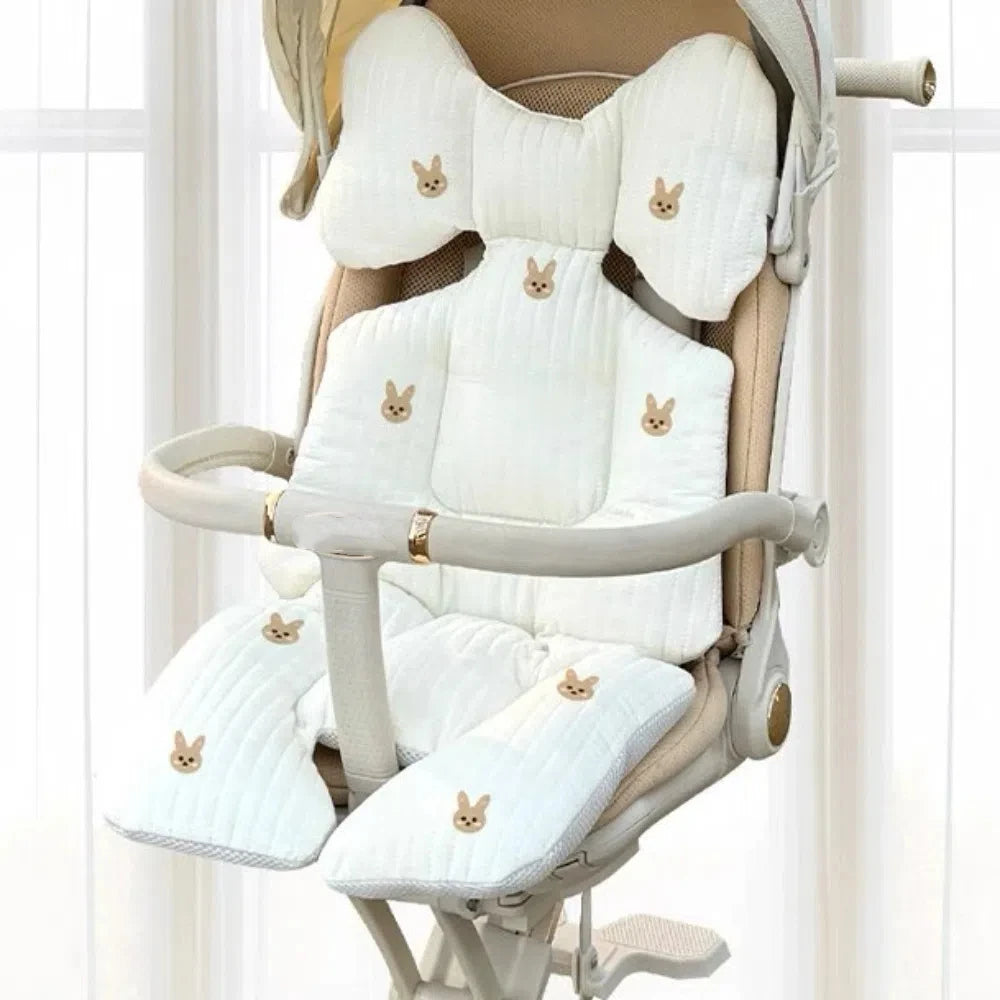 Universal Comfort Soft Stroller Seat Cushion Cute Bear Embroidery Baby Pram Cushion Skin-friendly Infant Seat Liner Pad Toddler