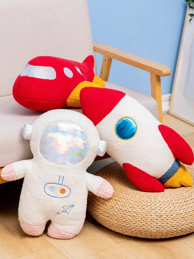 Hot 58cm Plush Rocket Astronaut Toy Stuffed Spaceship Throw Pillow Home Decor Birthday Gift Space Discovery Educational For Kids