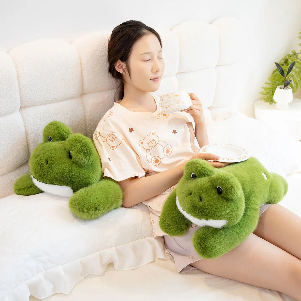 Hot Simulation Giant Frog Plush Toy Stuffed Animals Plushies Green Lying Frogs Throw Pillow Cushion Home Deco For Kids Gift