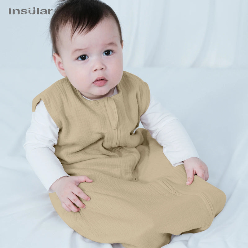 Baby Sleeping Bag Newborn Swaddle Sleeveless Sleep Sack Summer Thin Premium Muslin Cotton Soft 2-Ways Zipper Easy Diaper Changes