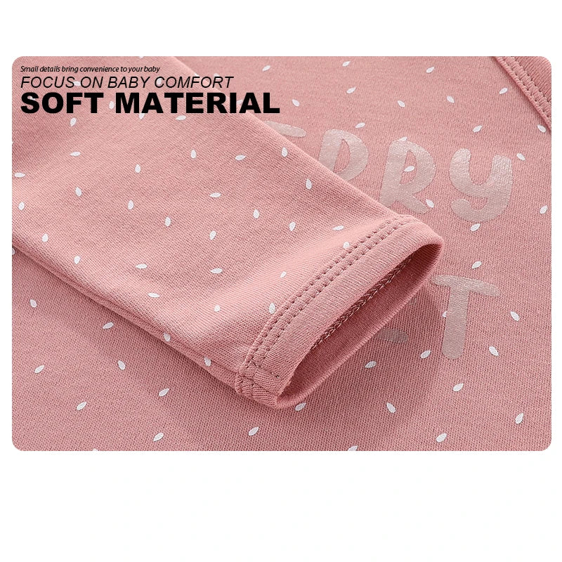 Kiddiezoom 3 Pcs/Lot Autumn Winter Long Sleeve Casual Sweet Baby Girl Romper 100%Cotton Soft Newborn Jumpsuits Clothes