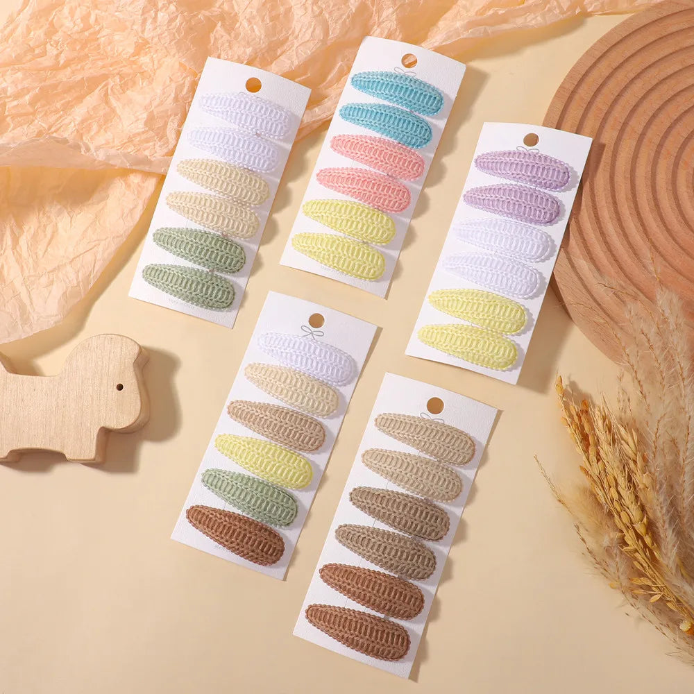 6Pcs/Set Cotton Fabric Plaid BB Hairpins Alloy Hair Clips for Kids Girls Toddler Hairgrips Headwear Baby Hair Accessories