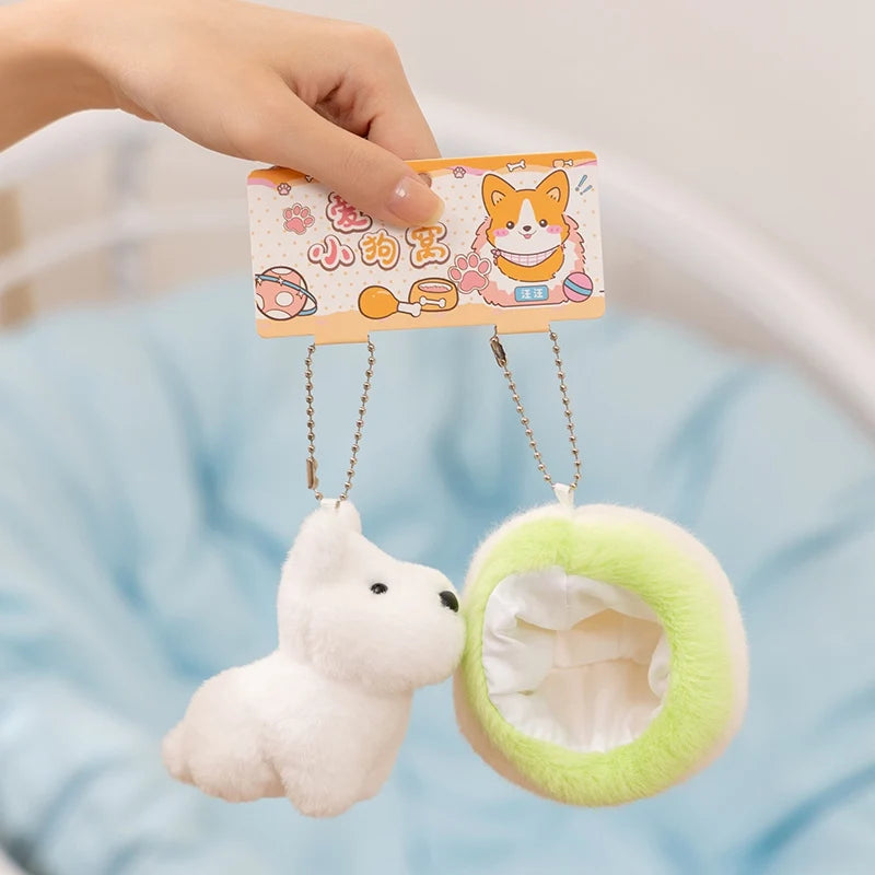 Cute Dog Pendant 10CM Love Dog Nest Series Plush Pendant Schnauzer,Corgi Dog,Teddy Dog Keychain Stuffed Animal Puppy Kid Gift