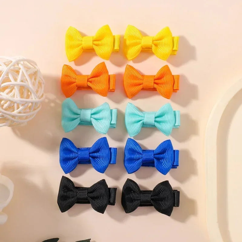 10pcs/set Cute Mini Hair Baby Bow Clips for Girls Lovely  Ribbon Handmade Bowbots Hairpins Headwear Kid Hair Accessories
