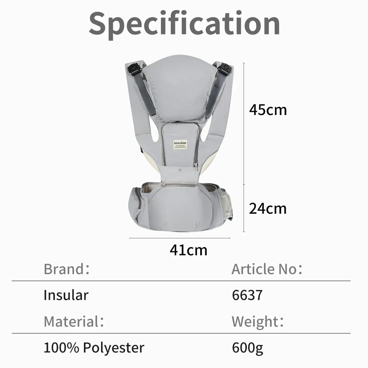 INSULAR 3 In 1 Baby Carrier Multi-functional Child Waist Stool Breathable Waist Stool With Hip Seat Front Hold Portable 0-2Y
