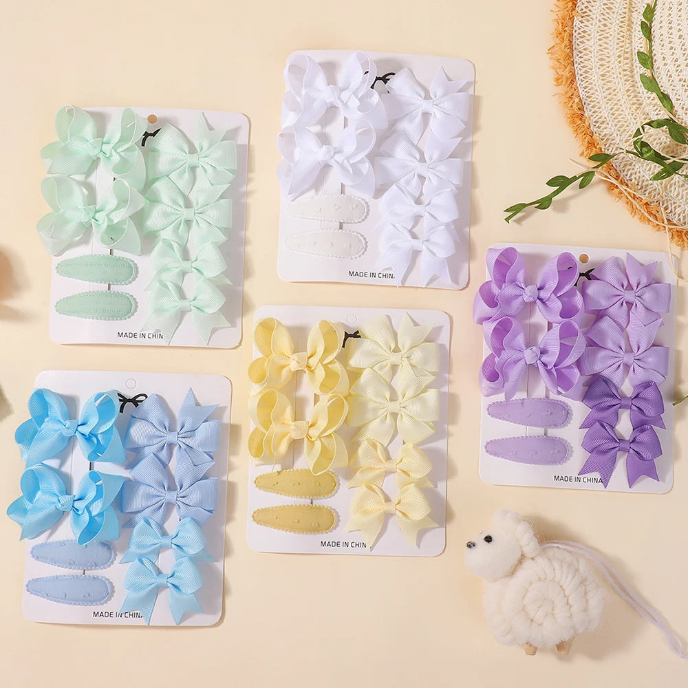 8Pcs Kids Bows Hair Clips Gift Set 4 Styles of Webbing BB Head Clips Sets Fashion Girls Hair Accessories Set