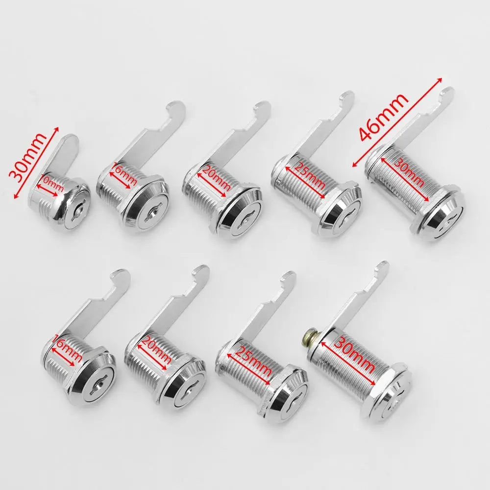 Zinc Alloy Cabinet Cam Lock with 2 Keys - 10-30mm Sizes