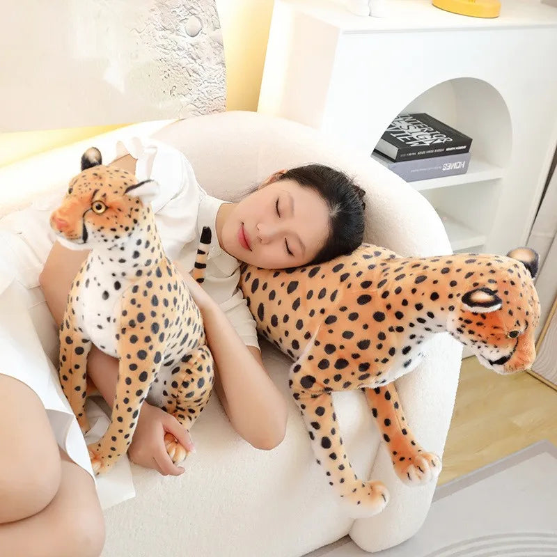 Hot Lifelike Plush Leopard Cheetah Toy Full Stuffed Forest Animal Peluche Doll Room Decor Christmas Holiday Gifts For Boys