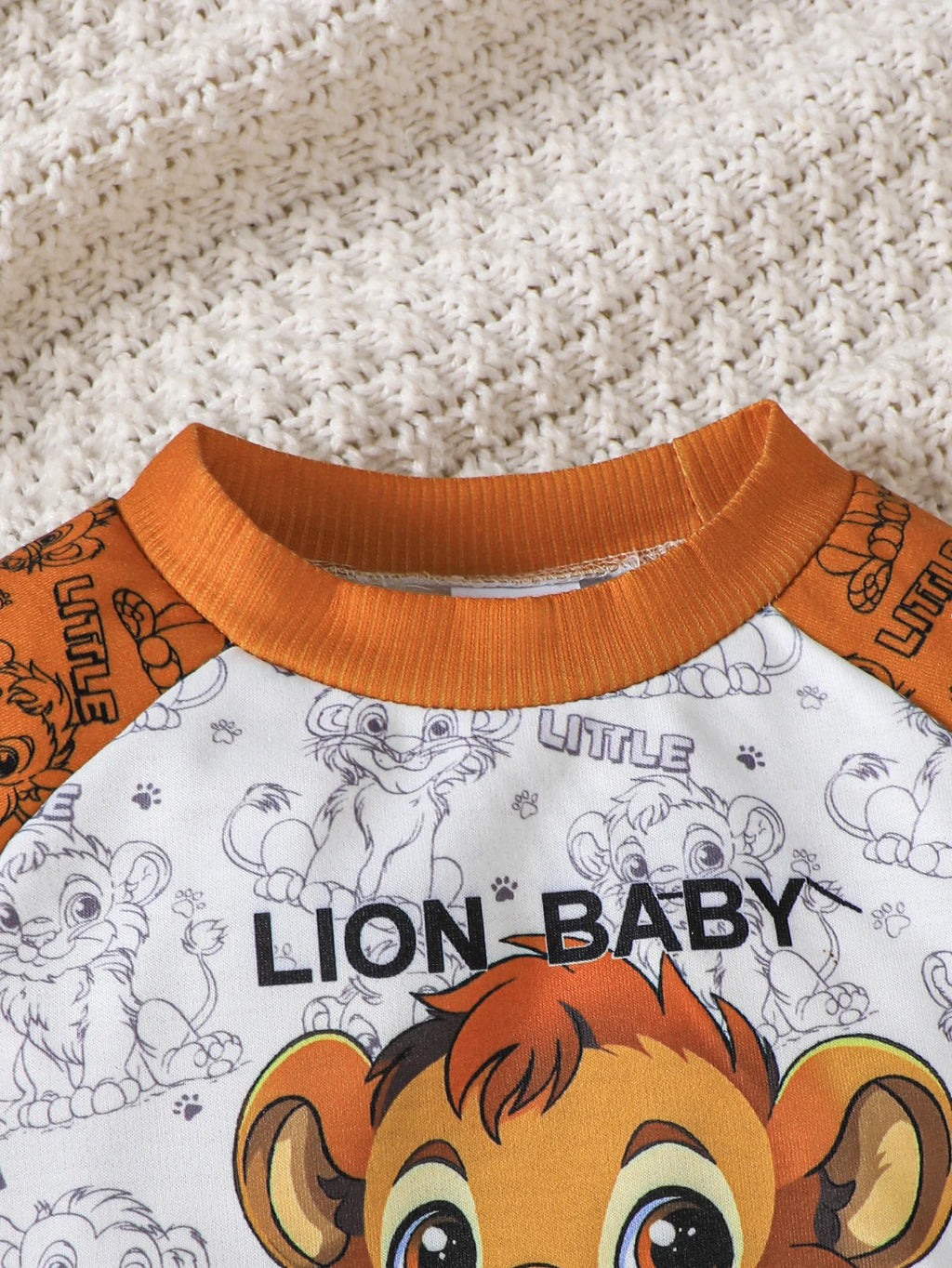 2Pcs Child Boys' Set Round Neck Lion Print Long sleeved+Pants Set suitable for 1-5 Year Boys' Spring and Autumn Sports Suit