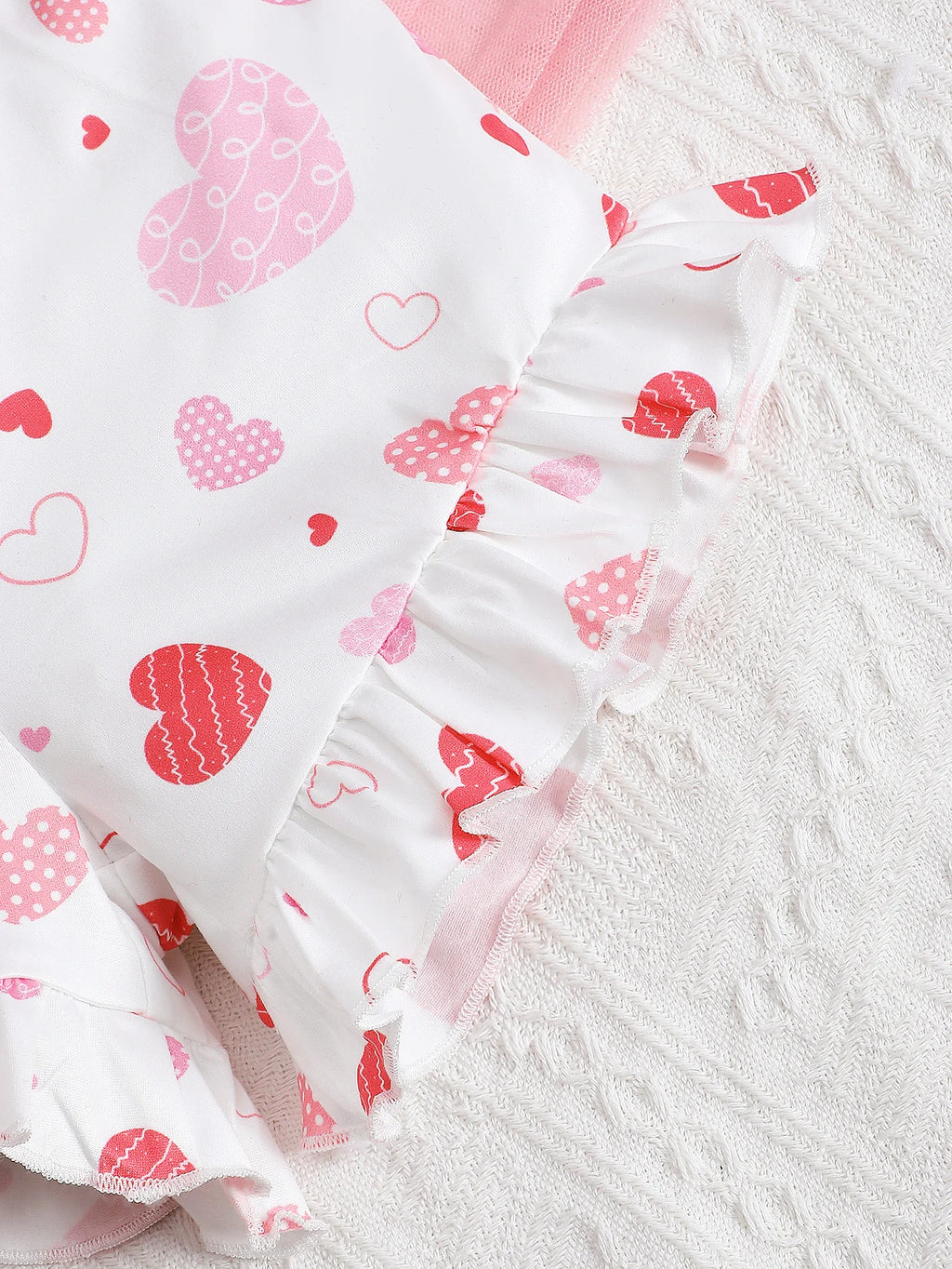 Summer Girls' Set Camisole Bow Top Heart-shaped Printed Shorts Two-piece Set 4-7 Year Girls' Fashion Set Children's clothing