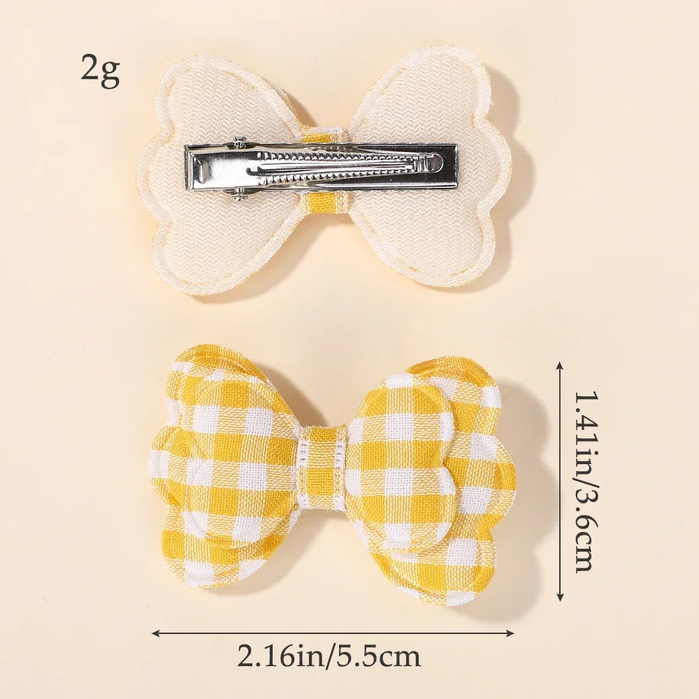 BABY BOWS 10Pcs/lot Candy Colorful Bowknot High Quality Cotton Printed Hair Clip Girls Kids Bangs Hairgripes Accessories