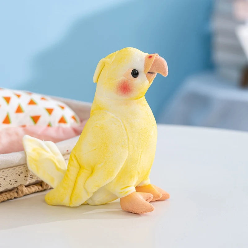 Hot 17cm Kawaii Small Yellow Parrot Plush Toy Dolls Imitation Soft Cartoon Bird Stuffed Christmas Home Decor Parrot Plush Toys