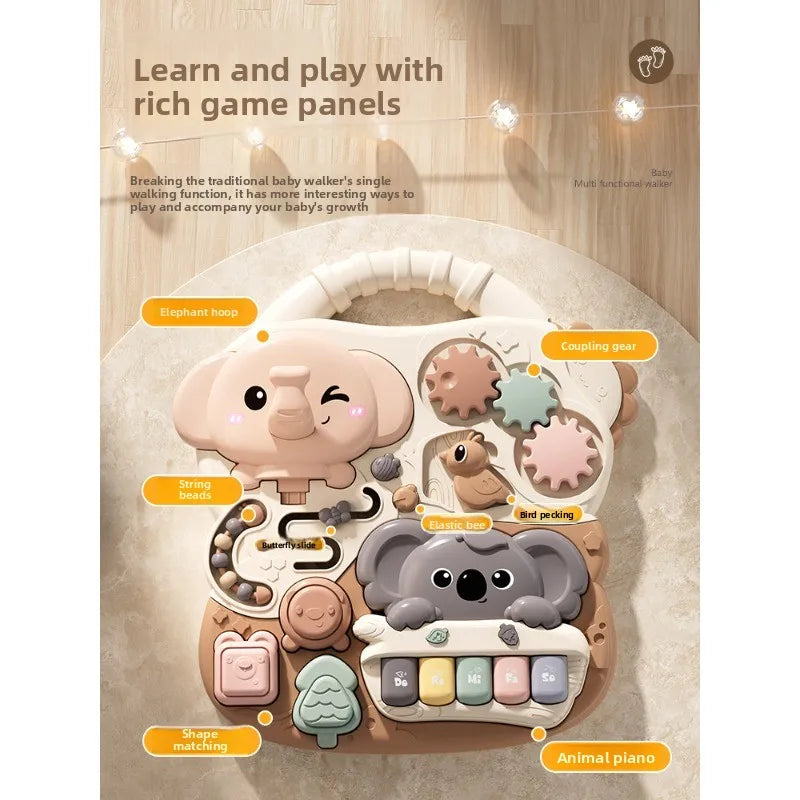 Baby Multifunctional Walker Toy Anti-Rollover Toddler Walking Assistant Adjustable Activity Learning Push Gift for 1 Year Old