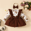 0-18 Months Baby girl Dress Ruffled Bow Corduroy Long sleeved Dress+Headband 2Pcs/Set Baby Girl Spring and Autumn Dress