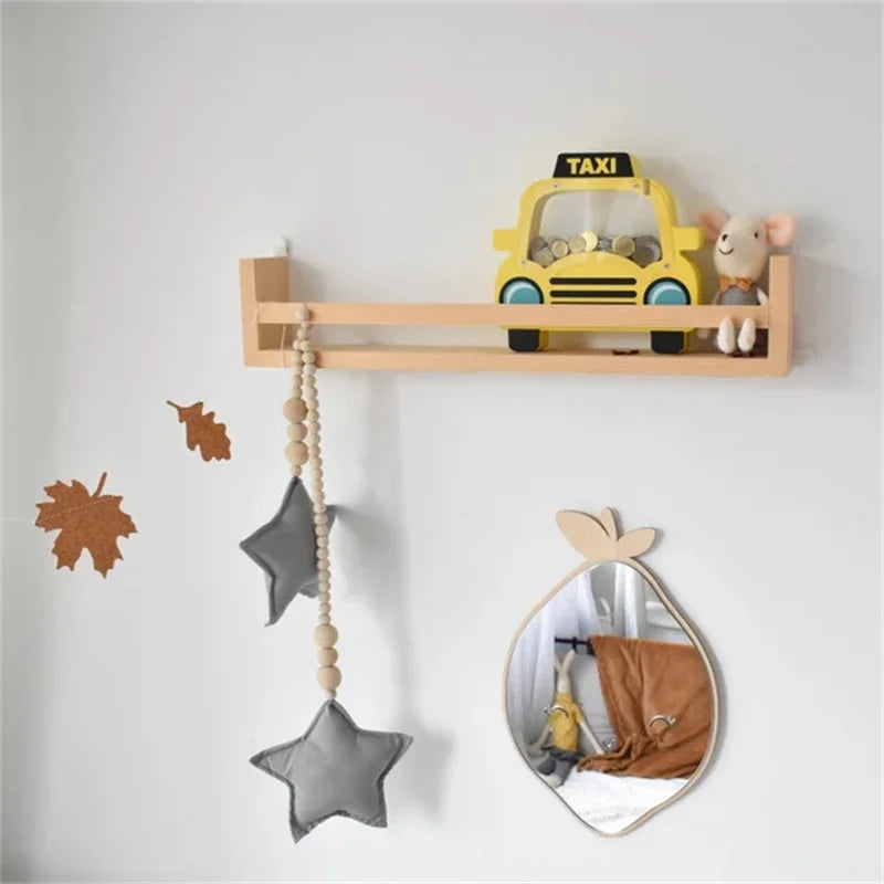 Scandinavian style lemon wood wall mirror with anti-shattering glass and minimalist design