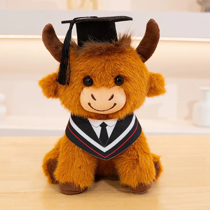 Dr Cattle Highland Cattle Plush Toy Sitting Pose Model HC01 Soft Fluffy Cartoon Style for Home Decor Gift