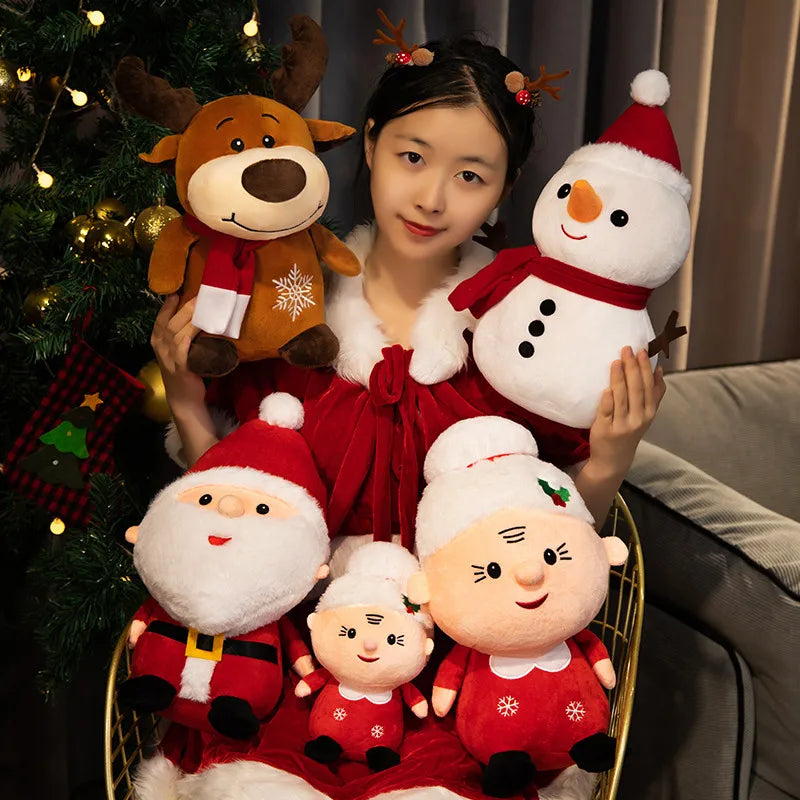1pc 23cm-50cm Cute Santa Claus Snowman Elk Granny Plush Toys Christmas Decor Dolls Stuffed Soft For Baby Kids Gift