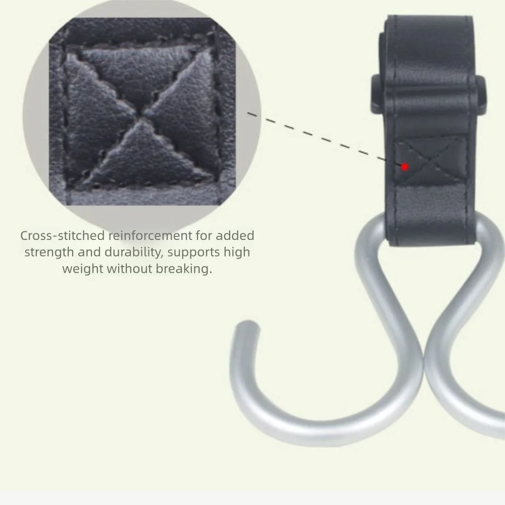 Creative S Shape Baby Stroller Hooks PU Double Hook Hanging Hook Stroller Accessories Solid Color Stroller Accessories Baby