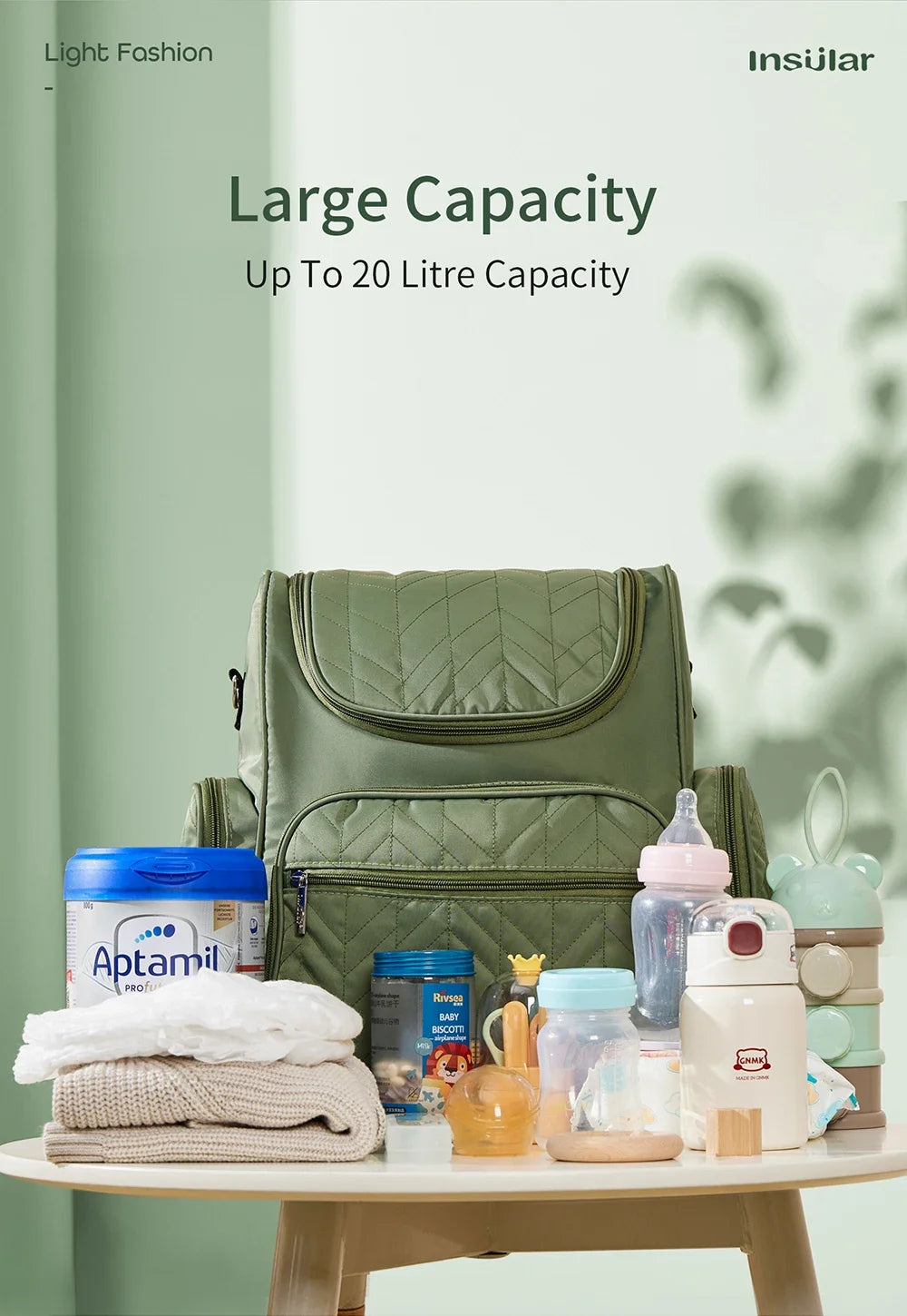 Large Capacity Nappy Backpack for Moms Multi Functional Waterproof Diaper Bag with Stroller Hooks for Baby Care Outdoor Travel