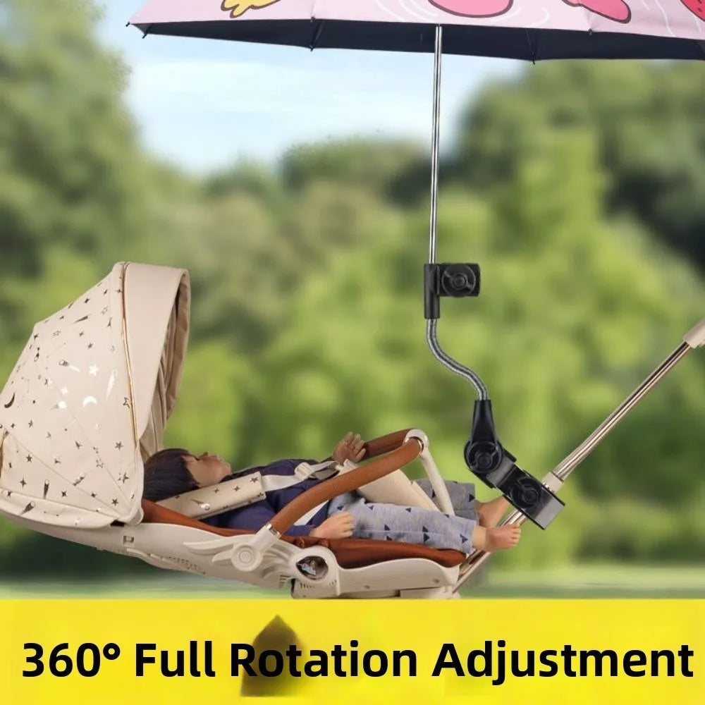 Rainproof Adjustable Umbrella Mount Stand Adjustable Angle Non-slip Clamp Pram Umbrella Bracket Portable Flexible