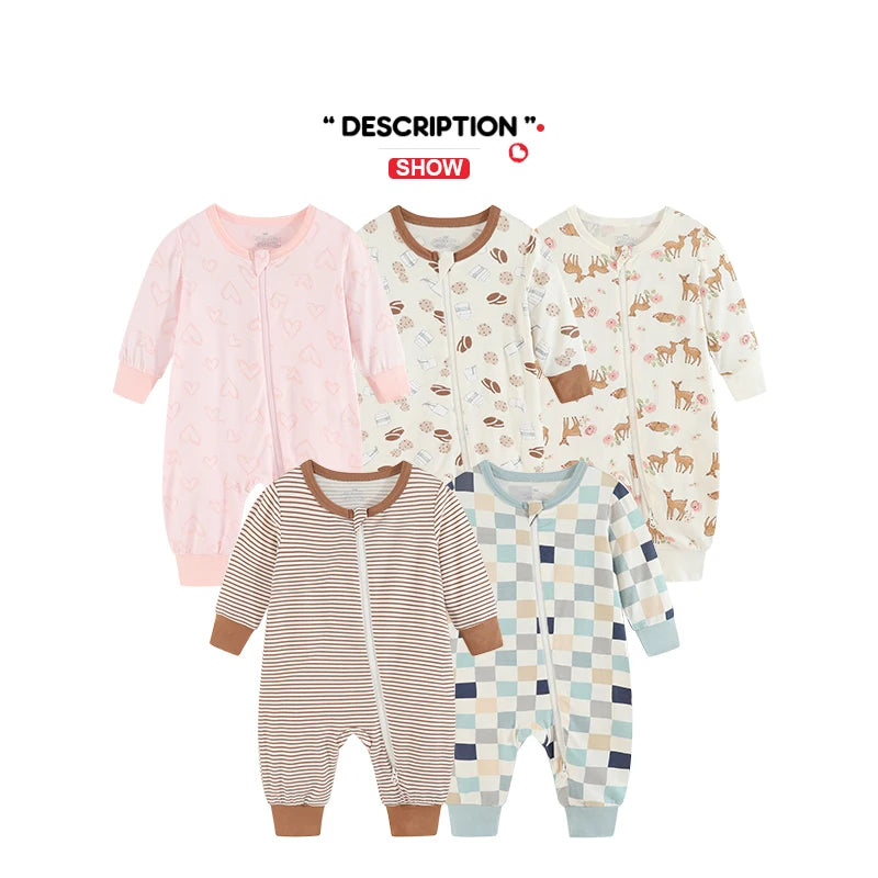 Kiddiezoom Four Seasons 1Pcs Unisex Long Sleeve Zipper Baby Boy Girl Romeprs Soft Comfort Infants Jumpsuit Rayon Newborn Clothes